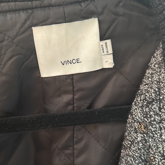 Vince grey Shawl Collar Asymmetric-Zip Coat size L with sweater collar - Picture 8 of 12